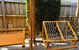 A joali (bamboo rope chair) and a swing in their backyard -- Photo: Shiuna