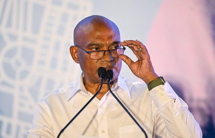 Moosa Ali Jaleel speaking at an event.-- Photo: Fayaz Moosa | Mihaaru