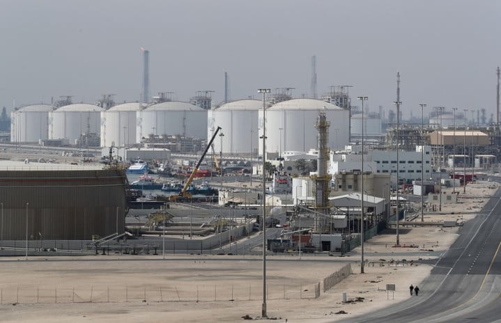 (FILES) This picture shows the Ras Laffan Industrial City, Qatar's principal site for production of liquefied natural gas and gas-to-liquid, administrated by Qatar Petroleum, some 80 kilometers (50 miles) north of the capital Doha, on February 6, 2017. Tehran on March 19, 2026, has carried out a series of attacks on Gulf energy sites, including on Qatar's huge Ras Laffan LNG facility, in retaliation for an Israeli strike on Iran's South Pars gas field -- part of the world's largest natural gas reservoir.
KARIM JAAFAR / AFP